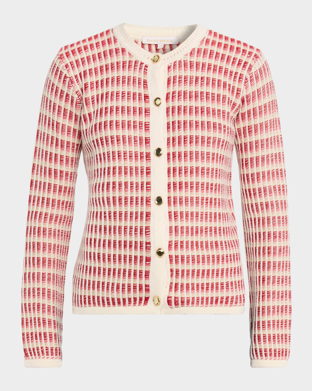 Ivy Metallic Striped Wool-Blend Cardigan